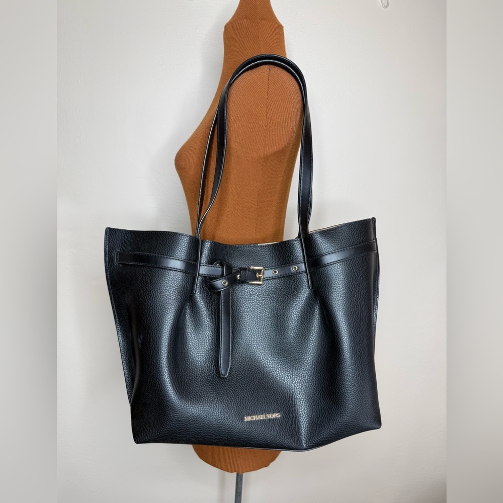 Michael Kors Emilia Large Pebbled Leather Tote Bag Black MSRP $558 - Picture 4 of 10